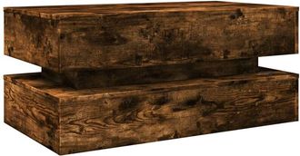vidaXL Coffee Table with led Lights Smoked Oak 90x50x40 cm Vidaxl