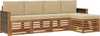 vidaXL Conjunto De Sof&aacute;s De Exterior 5 Uds. Natural Y Beige Vidaxl