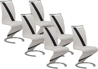 VENTE-UNIQUE.COM Set de 6 sillas piel sint&eacute;tica blanco