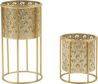 Dmora Vase, Ensemble De 2 Vases, Porte-vases Amovibles Diam&egrave;tre Grand Vase : 20, Petit Vase : 17 Cm, Or - Husavi