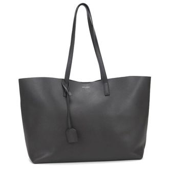 Saint Laurent Gray Leather Pouch Tote Bag (Pre-Owned)