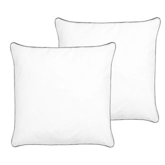Beliani Conjunto De 2 Almohadas De Algod&oacute;n Japara Blanco 80 X 80 Cm Poli&eacute;ster Pelister