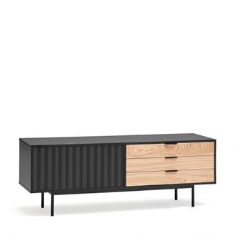 Teulat Mueble de tv 1 puerta 3 cajones negro y roble