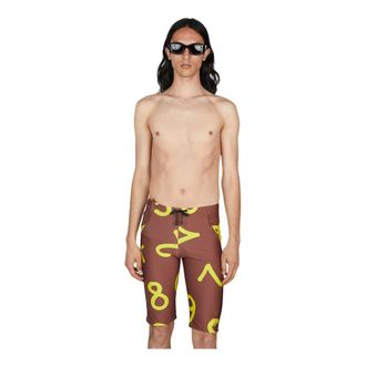 Vivienne Westwood Badmode, Heren, Bruin, S, Leer, Graphic Print Zwembroek