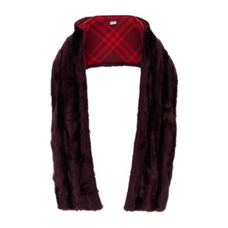 Burberry Winter Scarves, female, Purple, Size: ONE SIZE Eco Fur Hooded Scarf