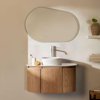 Sklum Conjunto De Mueble De Ba&ntilde;o Suspendido 90x50 Cm En Madera Carsone Sklum