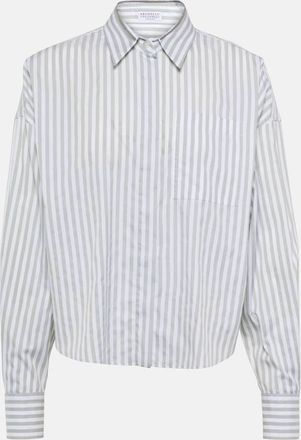 Brunello Cucinelli Striped cotton and silk poplin shirt