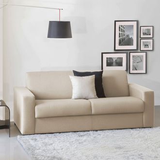 Dmora Sofa Cama Dabaidy, Sof&aacute; De 3 Plazas, 100% Made In Italy, Sof&aacute; De Sal&oacute;n Con Apertura Giratoria, En Tela Acolchada, Con Reposabrazos Est&aacute;ndar, Cm 220x95