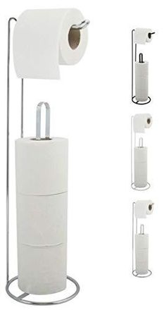 Porte Rouleau Papier WC Mural - Blanc, PS Et Acier Chromé - Pratique Pour Salle De Bain