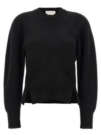 Alexander McQueen Womens Chevron Corset Sweater