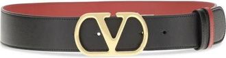 Valentino Garavani Omkeerbare VLogo Riem - Dames - Riemen - Zwart - 80 CM - Leer - Accessoires