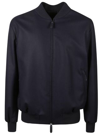 Giorgio Armani Zipped Minimalist Jacket With Ribbed Details
