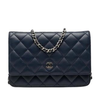 Chanel Pre-owned Wallet on Chain - Dames - Pre-owned - Blauw - Maat: ONE Size Leer