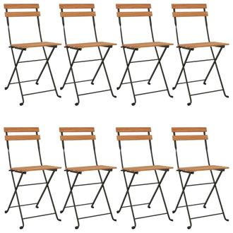 vidaXL Vidaxl - Sillas Cafeter&iacute;a Plegables 8 Uds Acero Y Madera Maciza De Teca