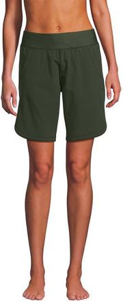 Lands End 9 Quick Dry Elastic Waist Modest Board Shorts Swim Cover-up Shorts with Panty in Rich Olive Green at Nordstrom, Size 10