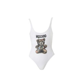 Moschino One-piece, female, White, Size: 2XS Adrian Graphic Print White Swimsuit