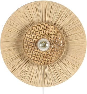 Beliani Lampada da parete di carta con paralume naturale e in rattan Yaapi