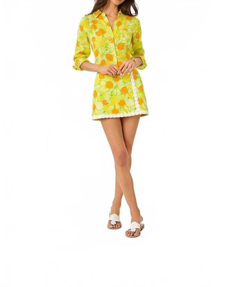 Lilly Pulitzer Sea View Linen Button Down Top In Island Palm Zesty