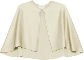 Forte_Forte Envers Satin Cape - Dames - Jassen - Beige - Maat: S Satijn