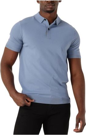 Genti Tops, Heren, Blauw, M, Nylon, Lichtblauwe Polo Button Shirt