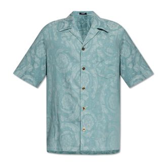 Versace Short Sleeve Shirts, male, Blue, Size: 2XL Short-sleeve shirt