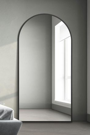 MirrorOutlet Black Framed Arched Leaner/Wall Mirror 75 X 47 (190CM X 120CM) | Size: 1 Pack
