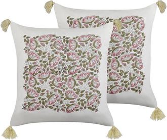 Beliani Set of 2 Decorative Cushions CARISSA Cotton 45 x 45 cm Multicolour Floral Pattern