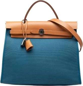 Herm&egrave;s Pre-owned Herbag Zip 31 - Dames - Vintage Handtas - Blauw - ONE Size - Leer - Vintage