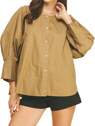 Pinch Design Chloe Button Down Top In Khaki