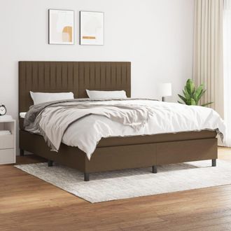 vidaXL Vidaxl - Cama Box Spring Con Colch&oacute;n Tela Marr&oacute;n Oscuro 180x200 Cm