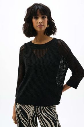 Joseph Ribkoff Acrylic Blend Open Stitch Sweater in Black at Nordstrom, Size X-Large