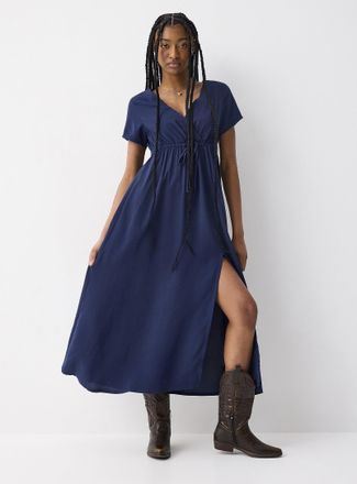 Twik Womens Crossover neckline crepe maxi dress