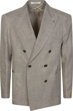 Tagliatore Beige Linen-Cotton Double-Breasted Blazer
