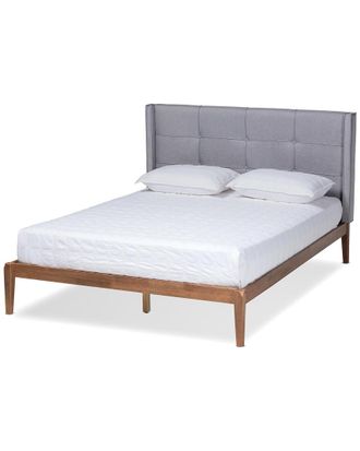 Baxton Studio Discontinued Baxton Studio Edmond Modern Upholstered & Wood Platform Bed
