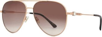Jimmy Choo London Sunglasses Aviator Full Rim, Gold Copper Frame And Brown Gradient Lens
