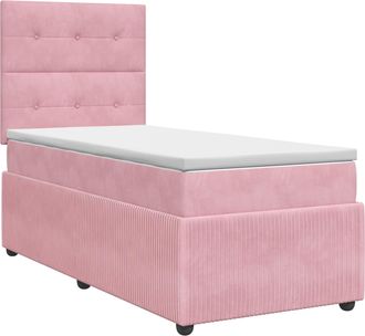 vidaXL Cama Box Spring Con Colch&oacute;n Rosa 100 X 200 Cm Terciopelo Vidaxl