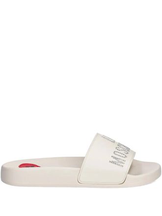 Love Moschino logo slides - women - Rubber/Rubber/Rubber - 38 - Neutrals