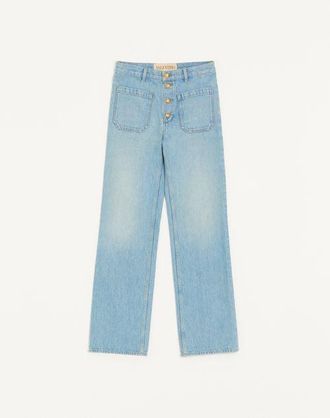 Valentino Valentino Denim Trousers With Gold Buttons