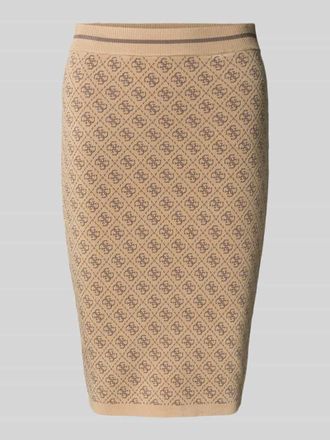 Guess Knielanger Rock mit gerippten Abschl&uuml;ssen Modell LISE in Sand, Gr&ouml;&szlig;e XS