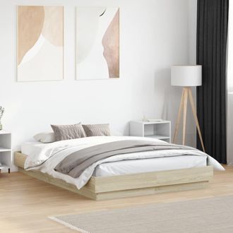 vidaXL Vidaxl - Estructura De Cama Madera De Ingenier&iacute;a Roble Sonoma 135x190 Cm