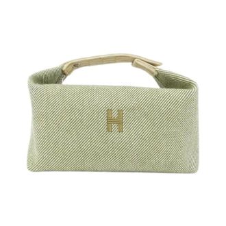 Herm&egrave;s Pre-owned Handbag- Pouch - Dames - Pre-owned - Groen - Maat: ONE Size Wol