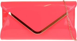 Girly HandBags Womens Glossy Oversized Clutch Bag (Neon Fuchsia)