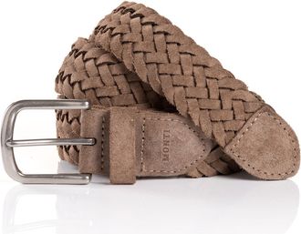 Monti Lederg&uuml;rtel MONTI VANCOUVER, Herren, Gr. 11,5, grau (taupe), Obermaterial: 100% Rindsleder, G&uuml;rtel Lederg&uuml;rtel, Flecht-Optik, matt, weich, handgeferti