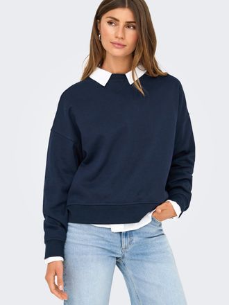 Only Sweatshirt ONLY ONLDAZE L/S CREW NECK SWT NOOS, Damen, Gr. XS, blau (navy blazer), Sweatware, Obermaterial: 78% Baumwolle, 22% Polyester, unifarben, r