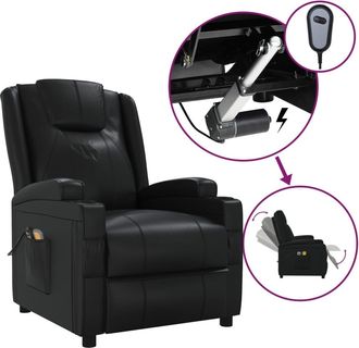 vidaXL Reblinquinable Masaje El&eacute;ctrico Arte De Cuero De Sill&oacute;n. Negro - 229840