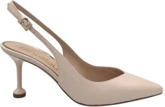 Ninalilou Cr&egrave;me leren Slingback hakken - Dames - Pumps - Beige - 37 EU - Leer - Schoenen