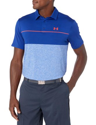 Under Armour Mens Playoff 2.0 Golf Polo, (491) Bauhaus Blue / Oxford Blue / Bolt Red