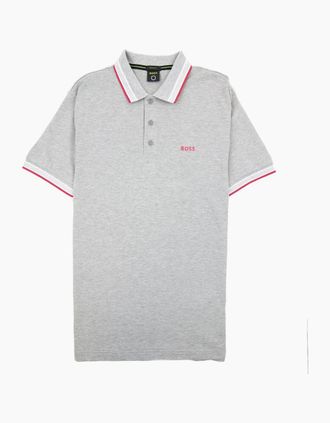 HUGO BOSS Mens Hugo Boss Paddy Embroidered Logo Polo Grey 060 - Size: 40