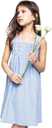 Petite Plume French Ticking Stripe Cotton Blend Nightgown in Blue at Nordstrom, Size 12-18M