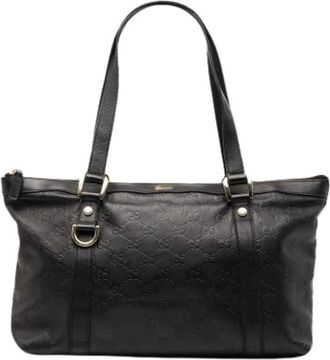 Gucci Pre-owned Tote Bags, female, Black, Size: ONE SIZE Pre-owned Embossed Leather Tote